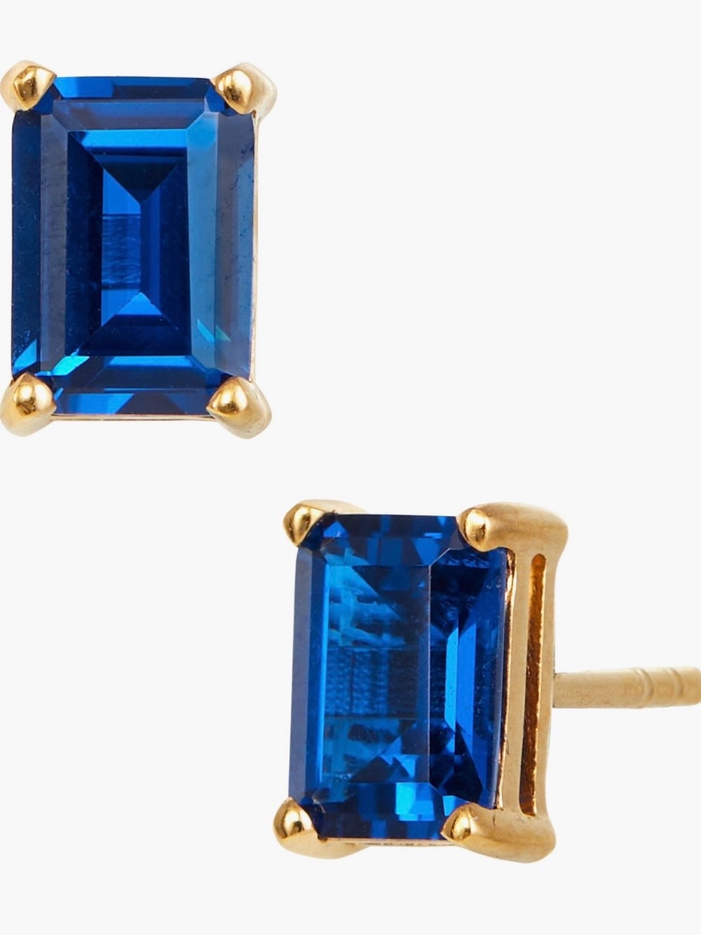 Savvy Cie Gold-Tone Blue Emerald-Cut Stud Earrings